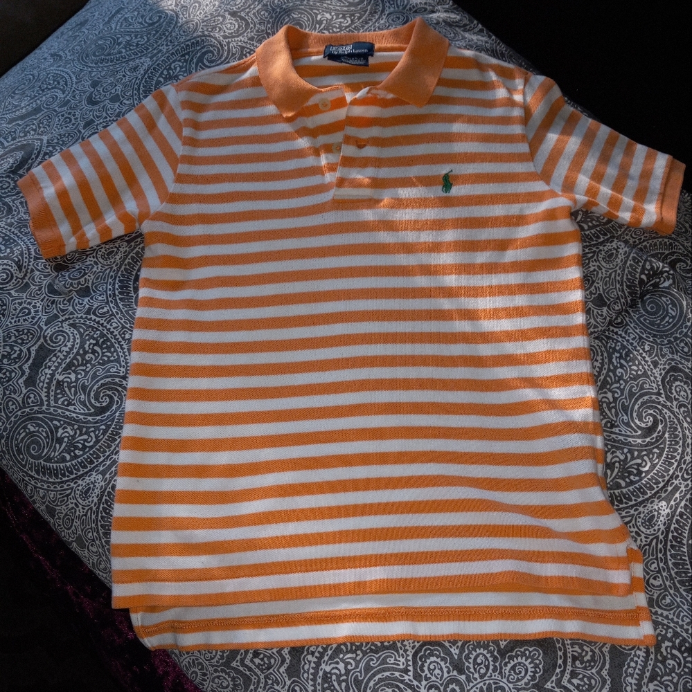 Peach and white stripped Boys polo